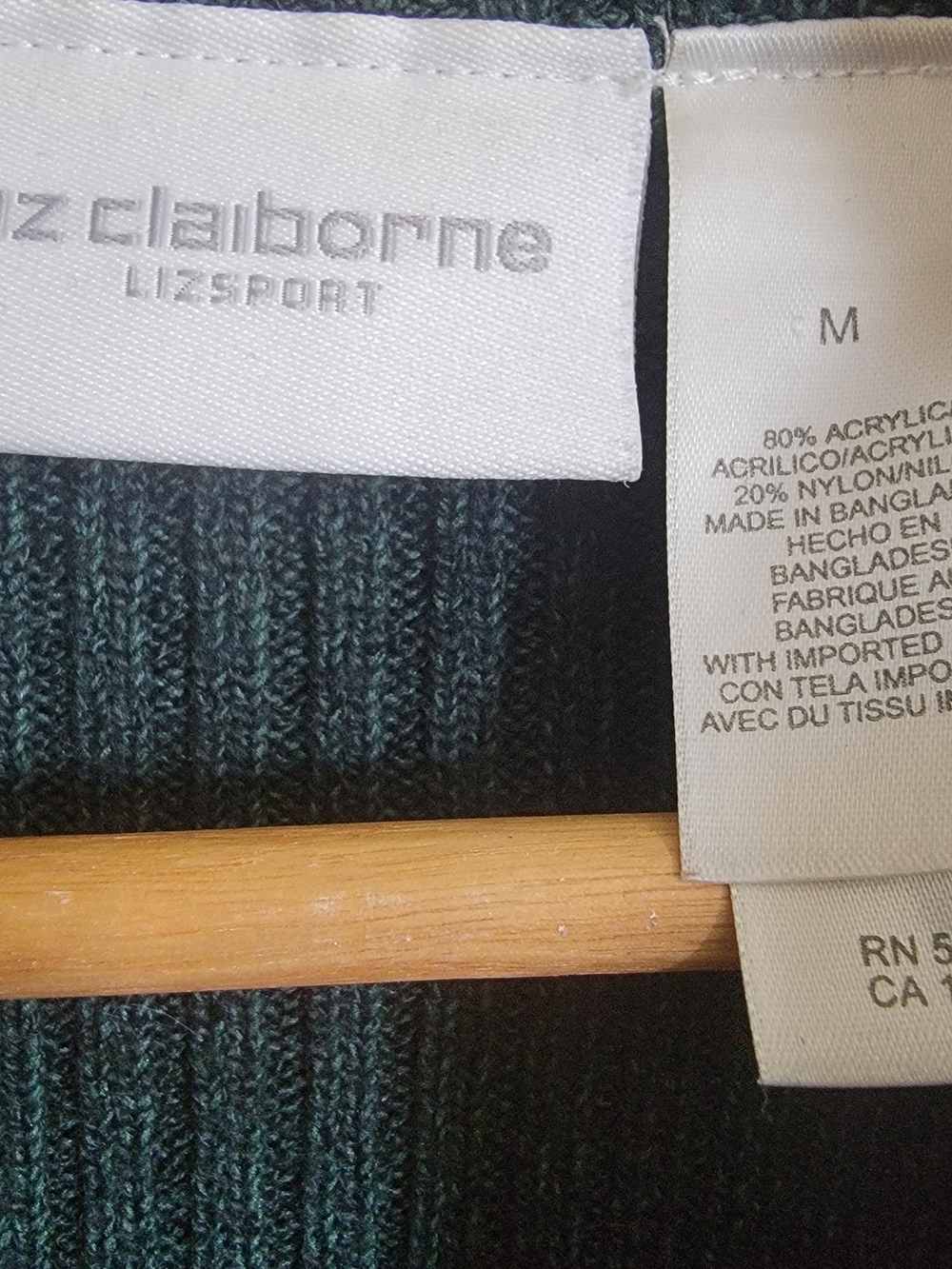 Liz Claiborne Sport Forest Green Ribbed Zip-Up Cardigan Size M - Picture 7 of 7